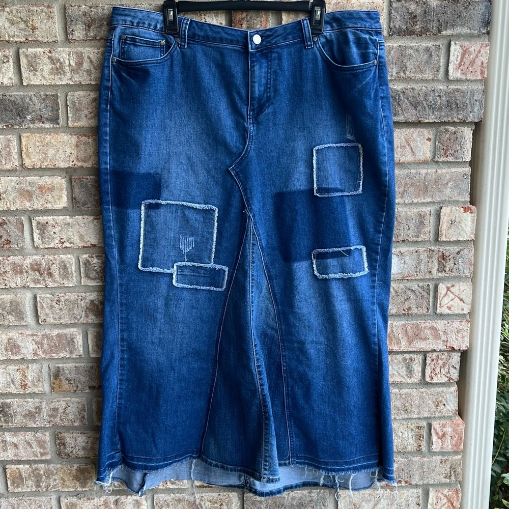 🍒💣 patchwork style denim skirt